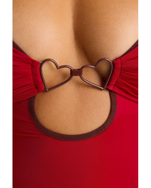 Oh Polly Red Contrast Binding Mini Dress