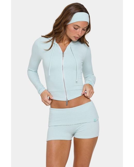 BO+TEE Green Ribbed Jersey Mini Shorts