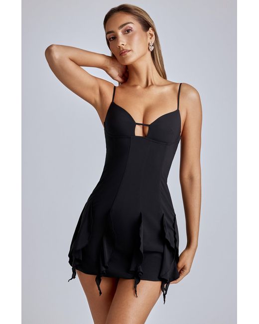 Oh Polly Black Ruffle A-Line Mini Dress