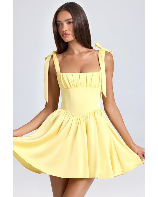 Oh Polly Yellow Draped Corset Mini Dress
