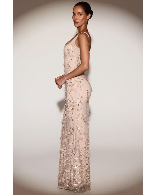 Oh Polly Metallic Embellished Appliqué Soft-Scoop Corset Gown