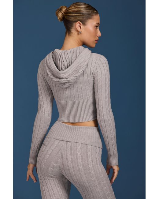 BO+TEE Gray Cable Knit Zip-Up Hoodie