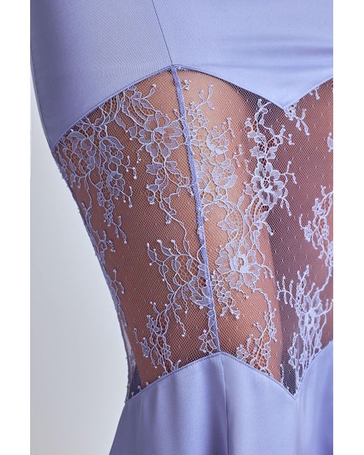 Oh Polly Purple Lace Panel Fishtail Maxi Skirt