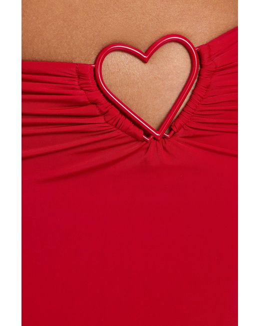 Oh Polly Red Mid Rise Maxi Skirt