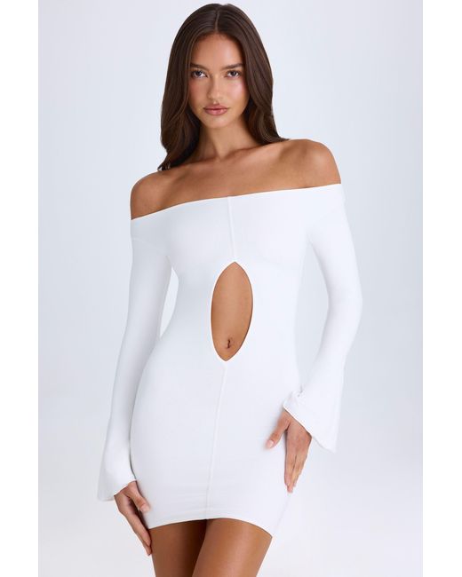 Oh Polly White Off-Shoulder Cut-Out Mini Dress