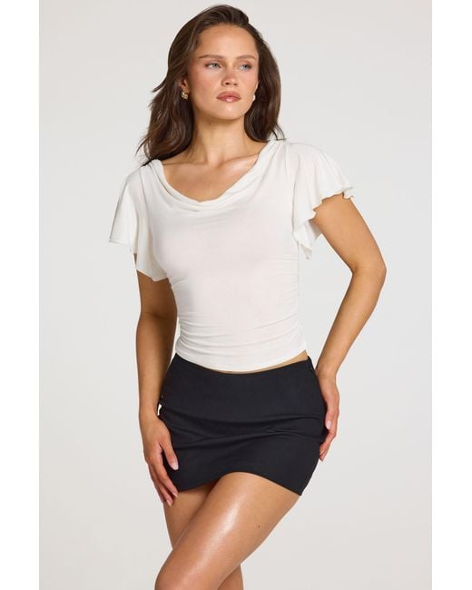 Oh Polly White Modal Cowl-Neck Top