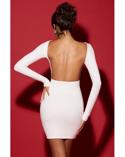 Oh Polly White Modal Open-Back Bodycon Mini Dress