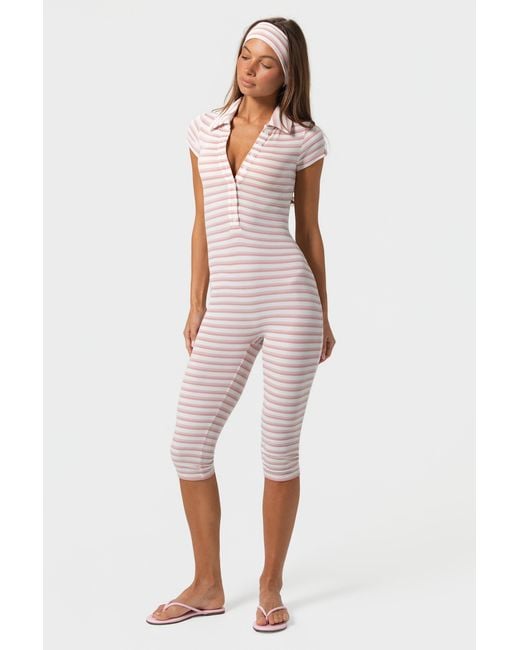 BO+TEE Pink Ribbed Jersey Capri Jumpsuit