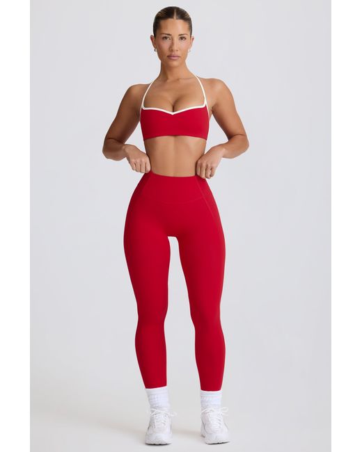 BO+TEE Red Soft Active Mid-Rise Leggings