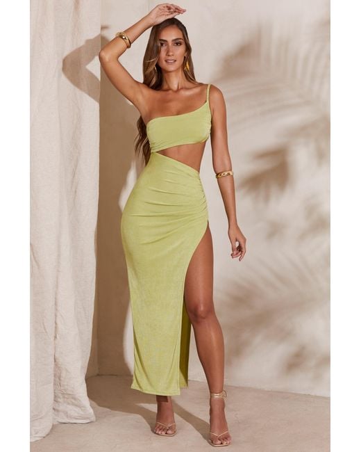 Oh Polly Green One Shoulder Cut Out Maxi Dress
