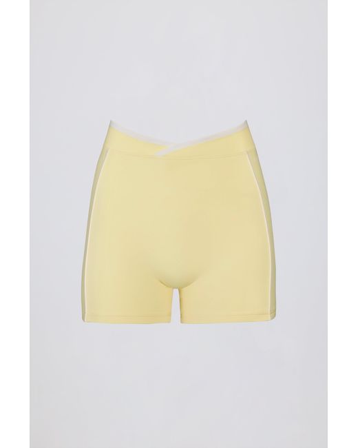 BO+TEE Yellow Soft Active Wrapover Contrast Mini Shorts