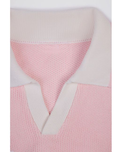 BO+TEE Pink Cotton Jersey Oversized V-Neck Jumper