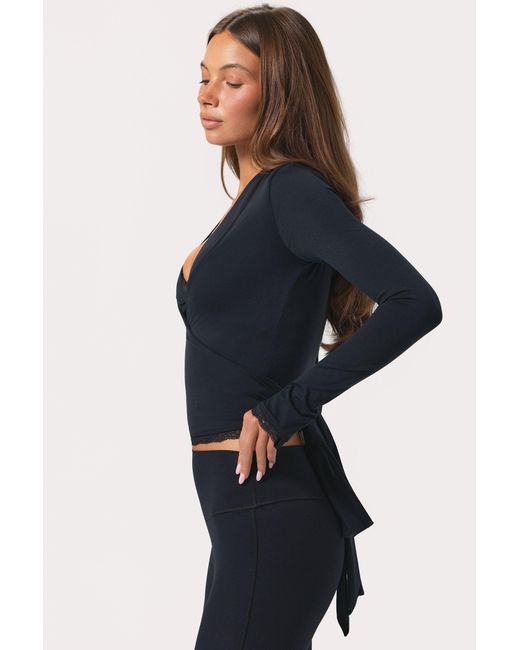 BO+TEE Black Soft Jersey Wrap Top
