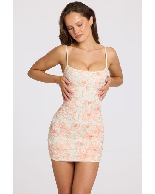 Oh Polly Orange Embellished Square-Neck Mini Dress