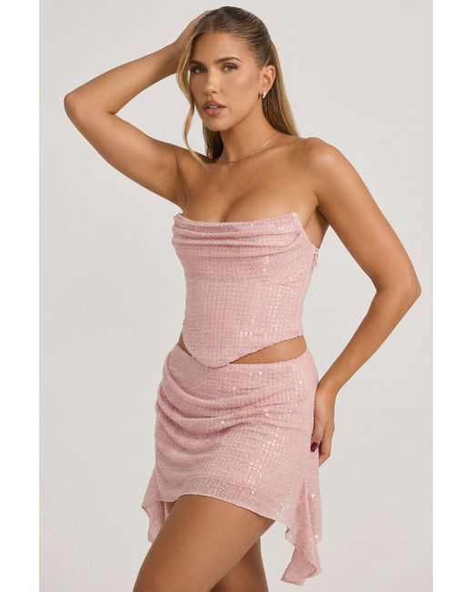 Oh Polly Pink Embellished Draped Corset Top
