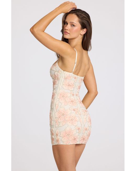 Oh Polly Orange Embellished Square-Neck Mini Dress