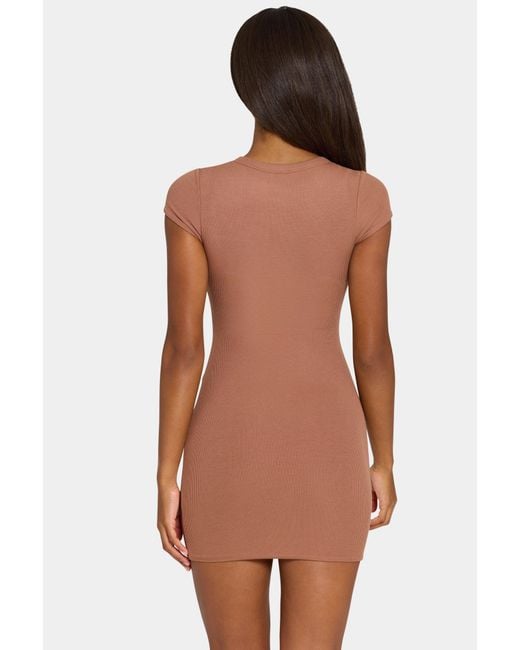 BO+TEE Brown Buttercloud Cap Sleeve Mini Dress