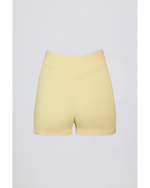 BO+TEE Yellow Soft Active Wrapover Contrast Mini Shorts