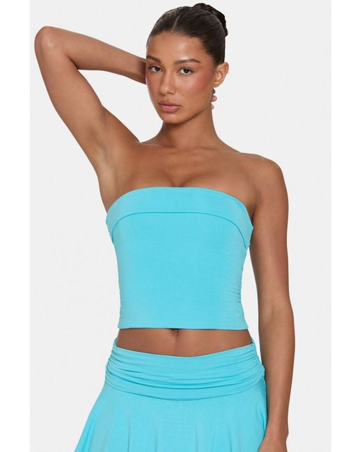 BO+TEE Blue Buttercloud Slouchy Off-Shoulder Top