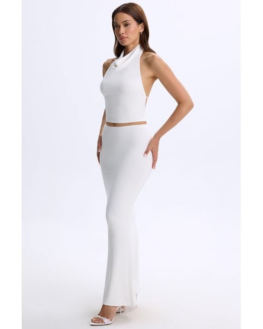 Oh Polly White Modal Low-Rise Maxi Skirt