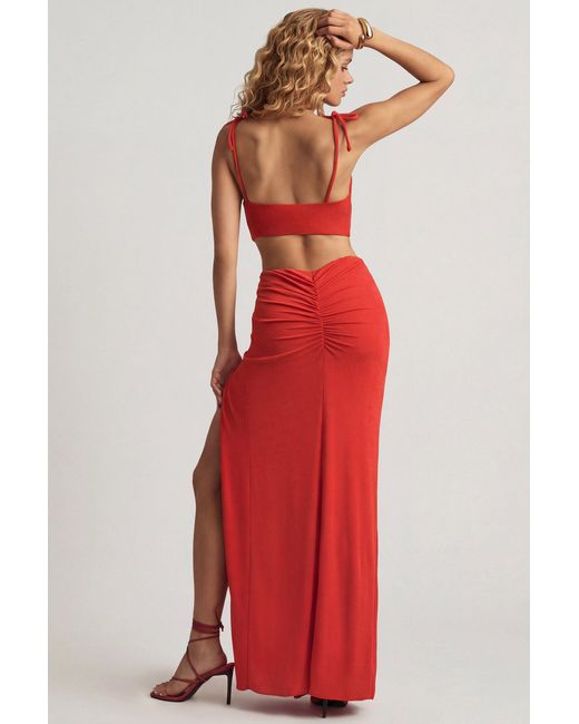 Oh Polly Textured Jersey Asymmetric Maxi Dress
