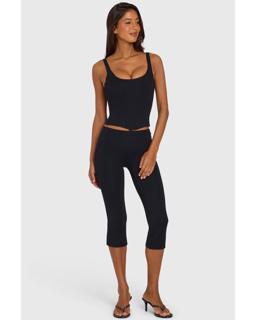 Oh Polly Black Ponte Capri Leggings