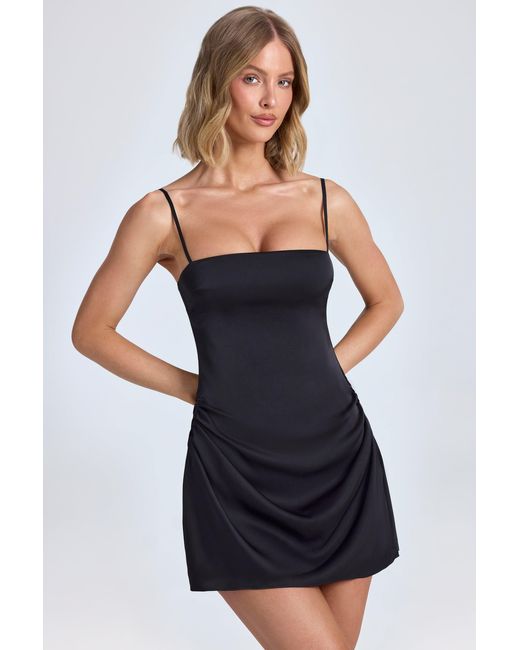 Oh Polly Black Draped A-Line Mini Dress