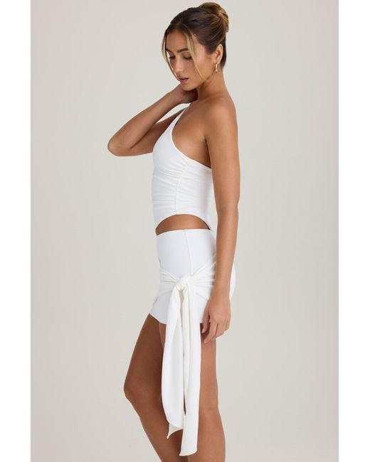 Oh Polly White Draped Mid-Rise Mini Skirt