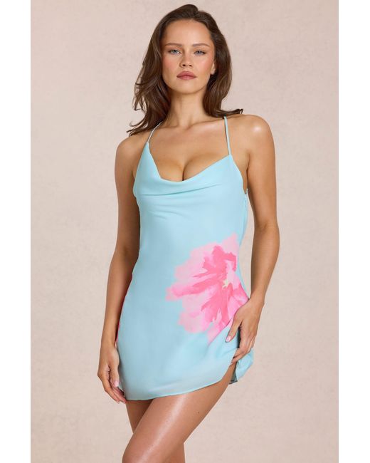Oh Polly Blue Chiffon Mini Dress