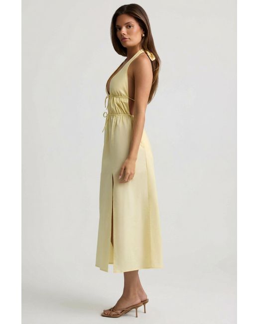 Oh Polly Yellow Backless Cotton-Poplin Midaxi Dress