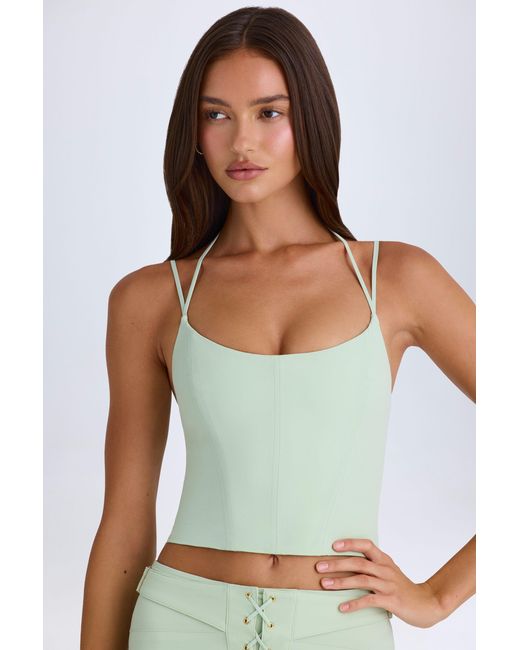 Oh Polly Green Strappy Halterneck Corset Top