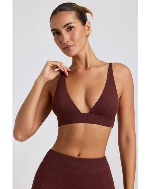 Oh Polly Brown Ribbed Modal Triangle Bralette