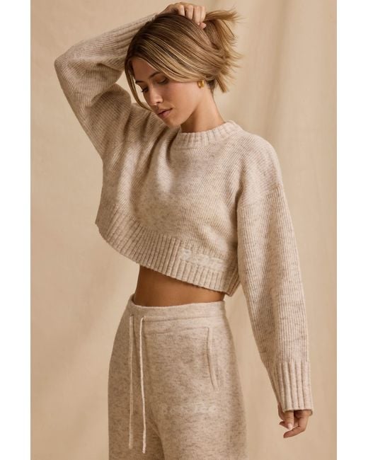 Women's White Ribbed Knit Cropped Jumper