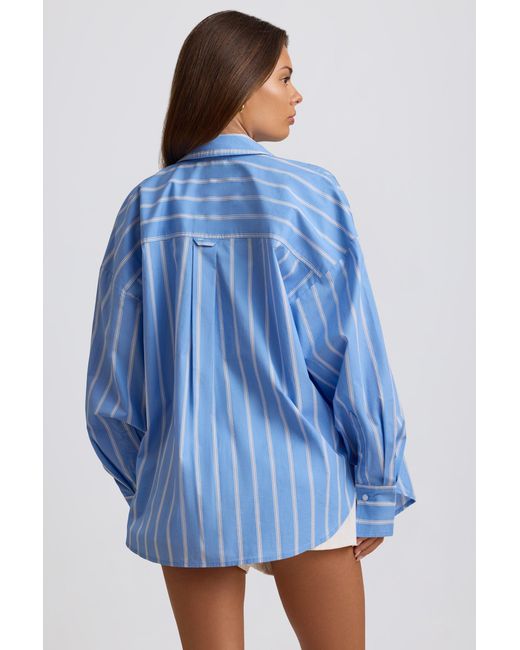 BO+TEE Blue Cotton Poplin Stripe Oversized Shirt
