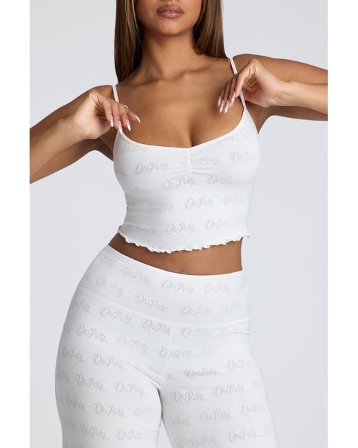 Oh Polly White Mid Rise Straight Leg Pointelle Trousers