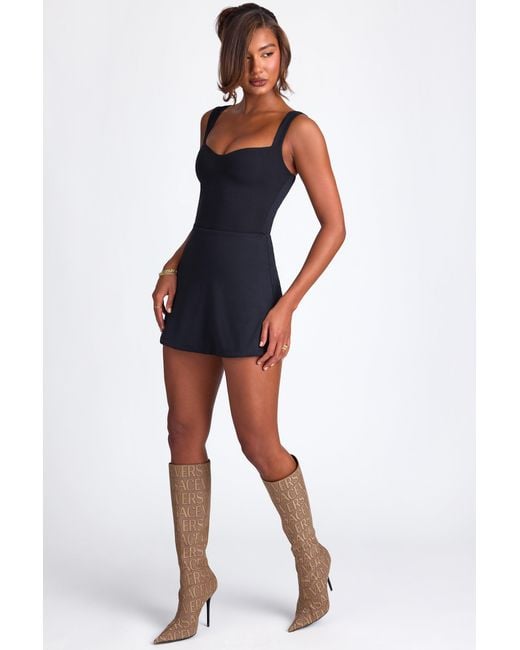 Oh Polly Black Modal Sweetheart-Neck Top