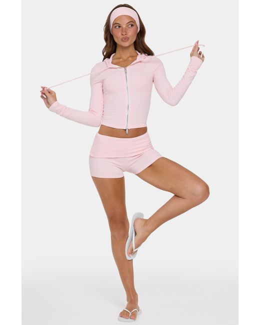 BO+TEE Pink Ribbed Jersey Mini Shorts