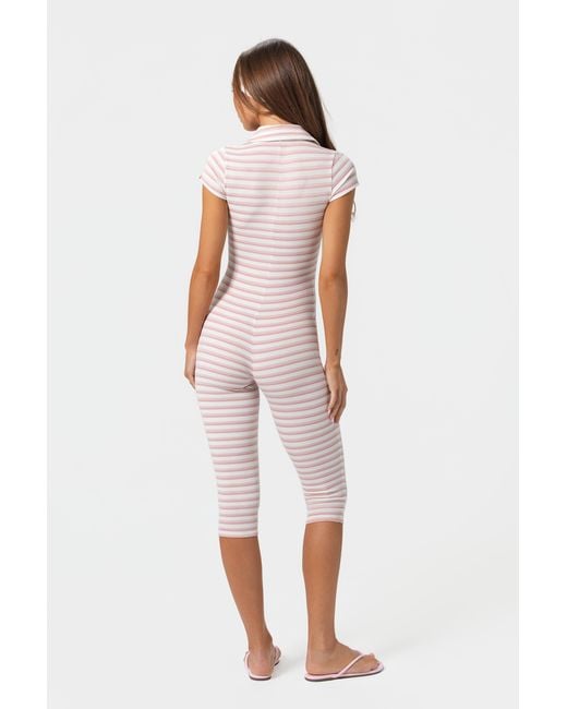 BO+TEE Pink Ribbed Jersey Capri Jumpsuit