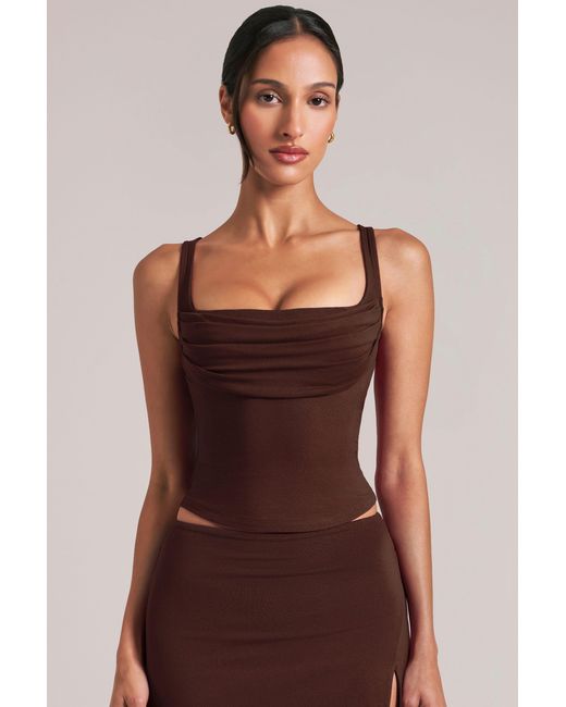 Oh Polly Brown Square-Neck Top