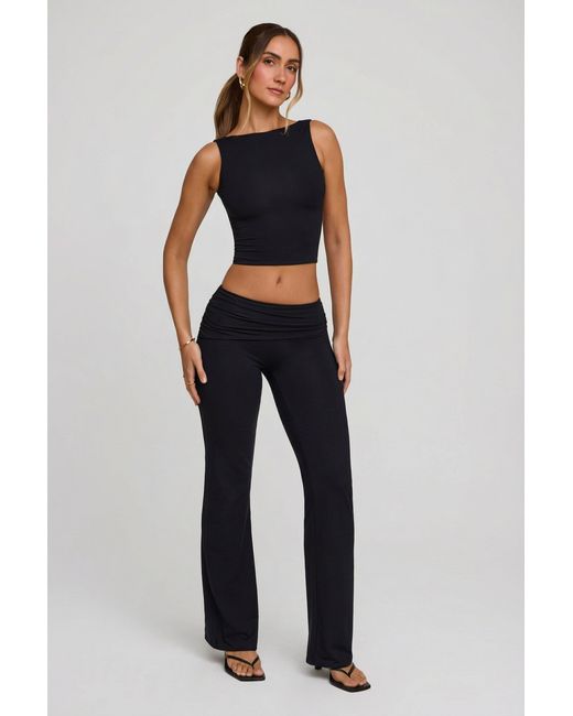Oh Polly Black High Neck Open Back Crop Top