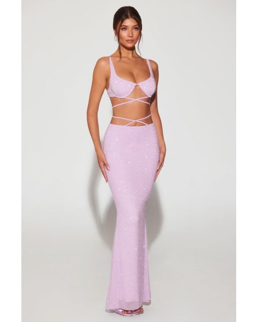 Oh Polly Purple Embellished Strappy Maxi Skirt