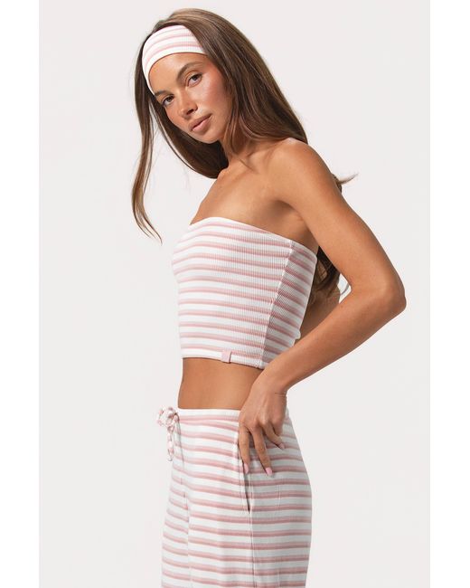 BO+TEE Pink Ribbed Jersey Bandeau Top