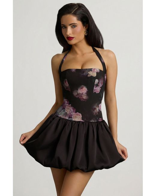Oh Polly Multicolor Halterneck Lace-Up Bubble Hem Mini Dress