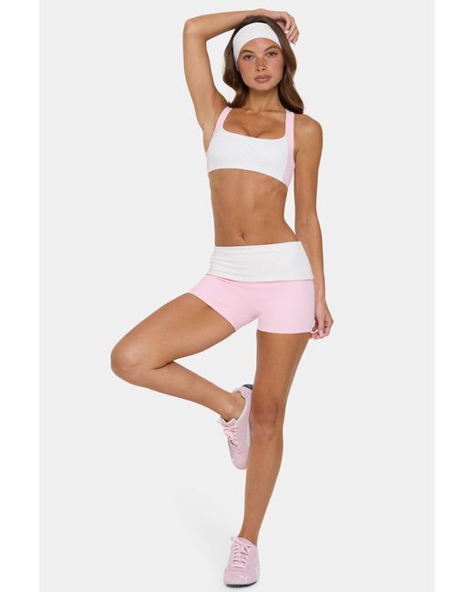 BO+TEE Pink Soft Active Foldover Mini Shorts