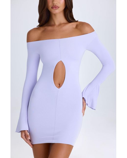 Oh Polly Purple Off-Shoulder Cut-Out Mini Dress