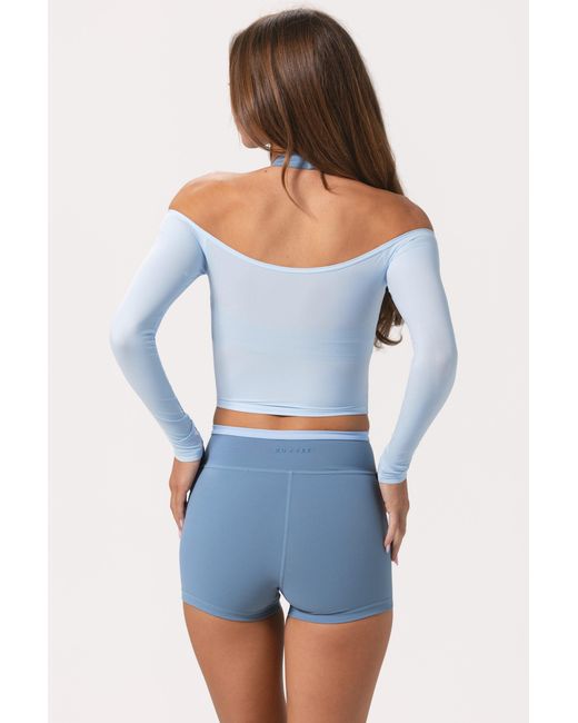 BO+TEE Blue Soft Jersey Off-Shoulder Top
