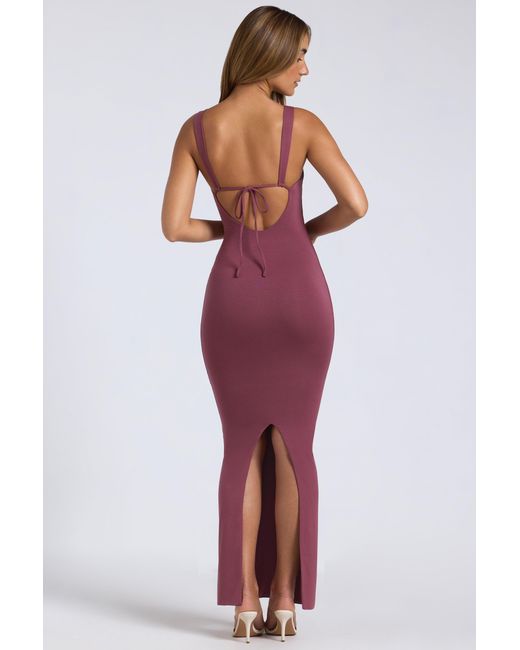 Oh Polly Purple Modal Square-Neck Low Back Maxi Dress