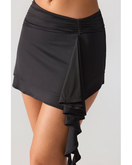 Oh Polly Black Slinky Jersey Mid Rise Ruffle Layer Mini Skirt