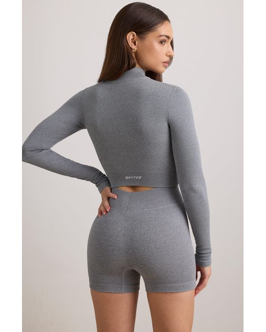 BO+TEE Gray Flexirib Cropped Jacket