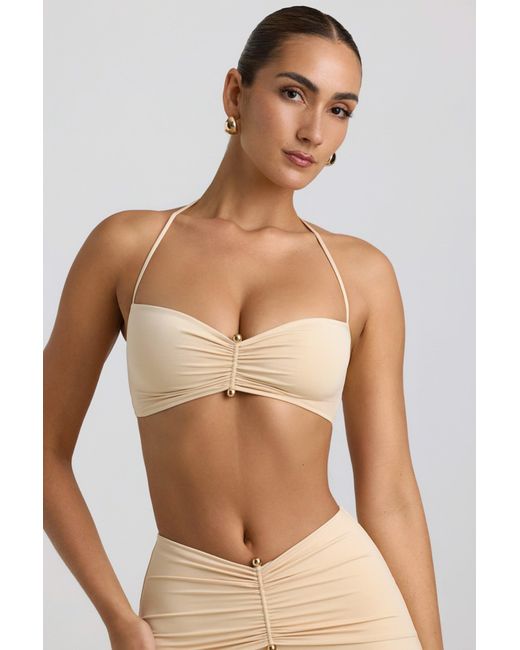 Oh Polly White Slinky Jersey Hardware Detail Halterneck Bralette